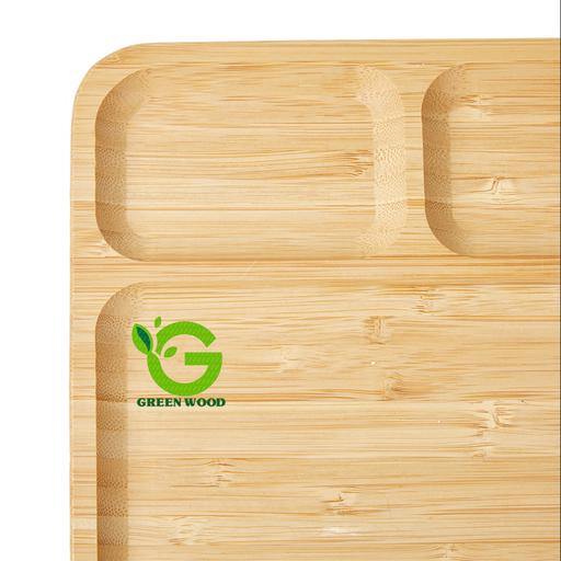 سینی رولت خوری چوبی بامبو(سینی سرو سینی پذیرایی) طرح 4 خانه L33 کد Gw50501031
