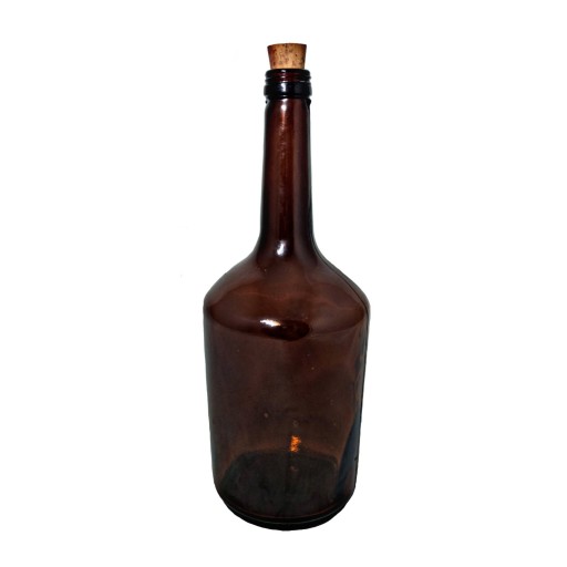 بطری رویال 1 لیتری قهوه ای تیره درب پلاستیک و درب چوب پنبه
