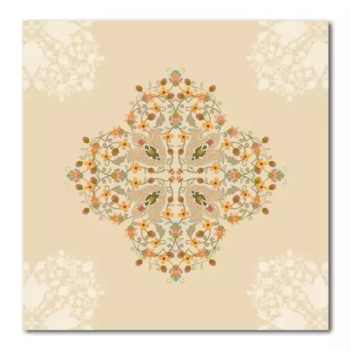 رومیزی مخمل  100x100 طرح دلنواز کرم آرت مان