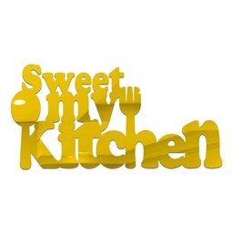 آویز اشپزخانه، طرح my kitchen.  جنس مولتی استایل در دو رنگ طلایی و نقره ای، سایز 28 سانت