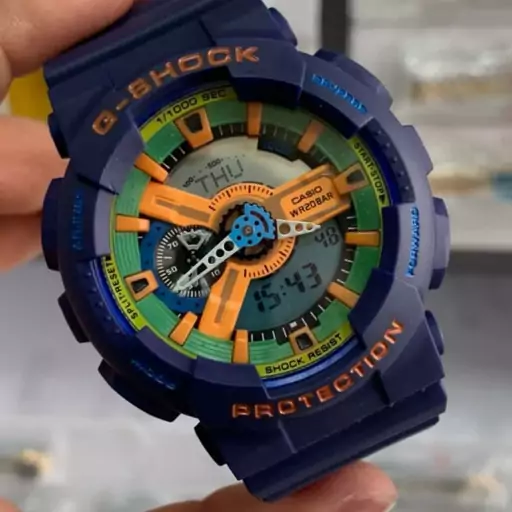 ساعتمچی مردانه و پسرانه کاسیو جی شاک بند و بدنه رزین رنگ سرمه‌ای  casio G-shock