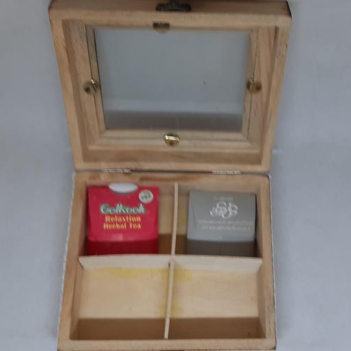 جعبه چوبی چای کیسه ای و تنقلات چهار خانه