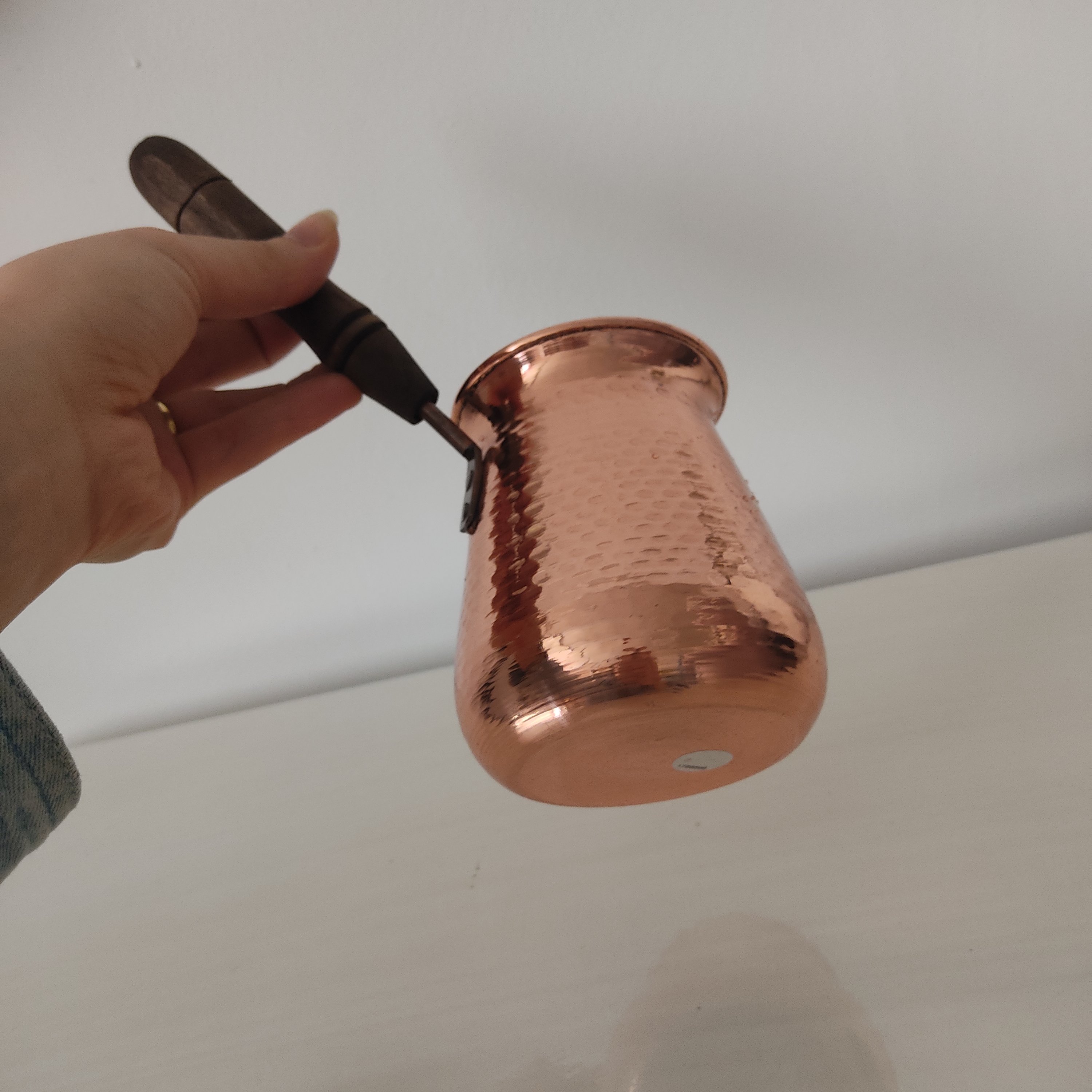 قهوه جوش مسی دسته چوبی سایز بزرگ 5کاپ نانو شده ارسال رایگان