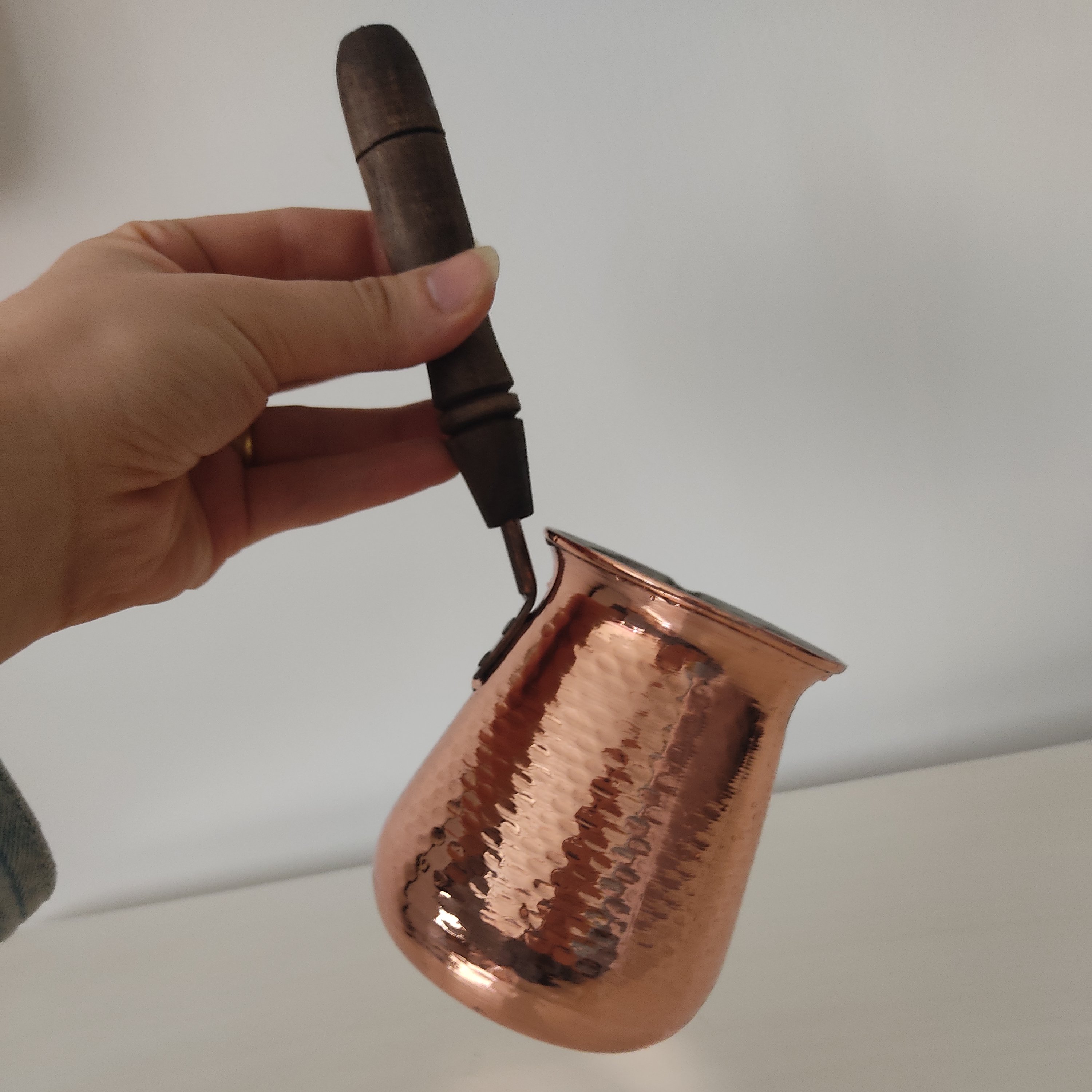 قهوه جوش مسی دسته چوبی سایز بزرگ 5کاپ نانو شده ارسال رایگان