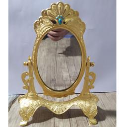 آینه پیوتر طلایی نگین دار طرح طاووس