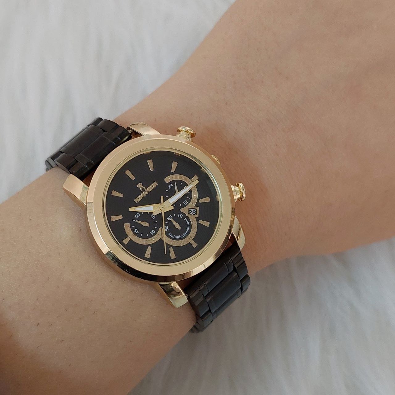  ست ساعت  مارک رومانسون بنداستیل مشکی صفحه مشکی