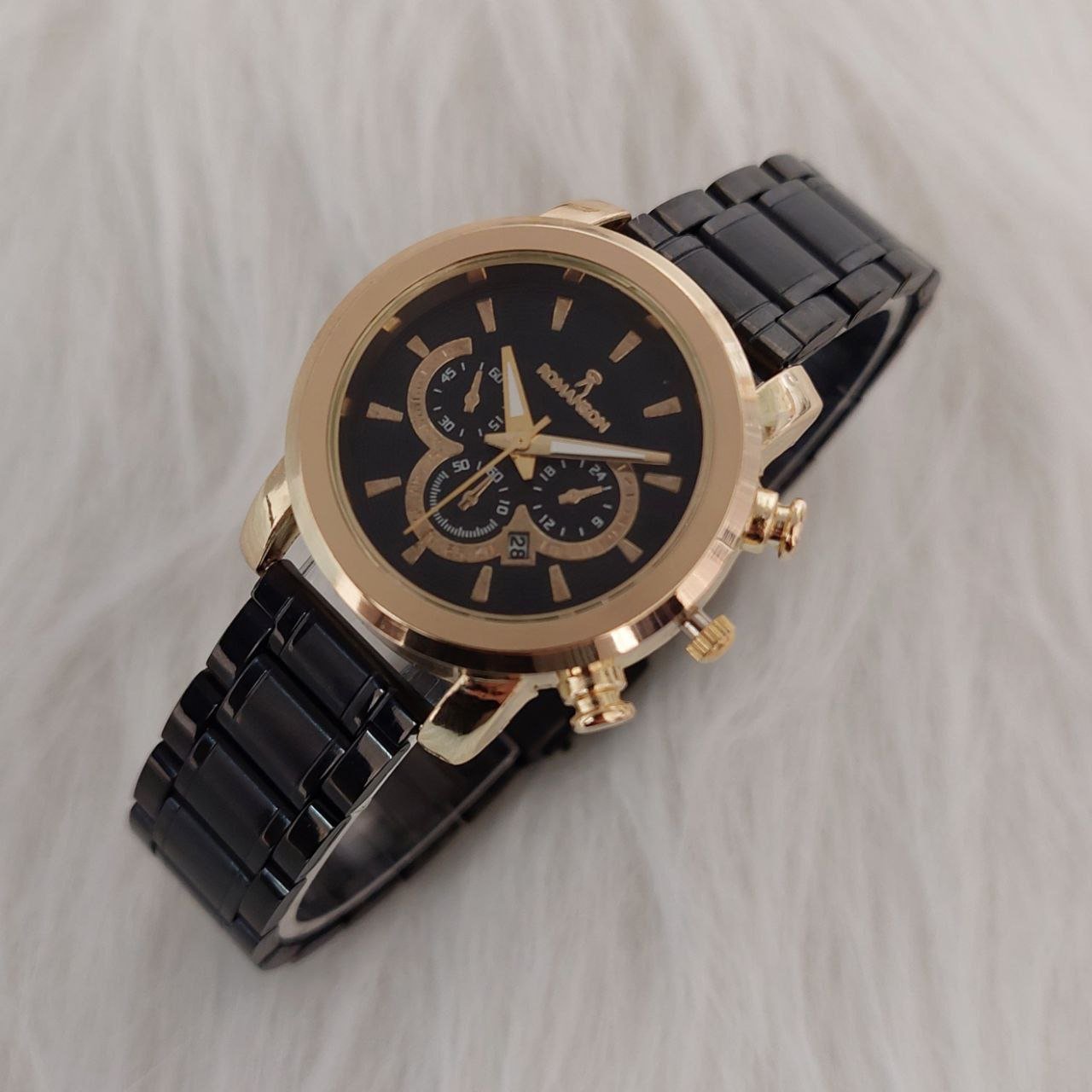  ست ساعت  مارک رومانسون بنداستیل مشکی صفحه مشکی