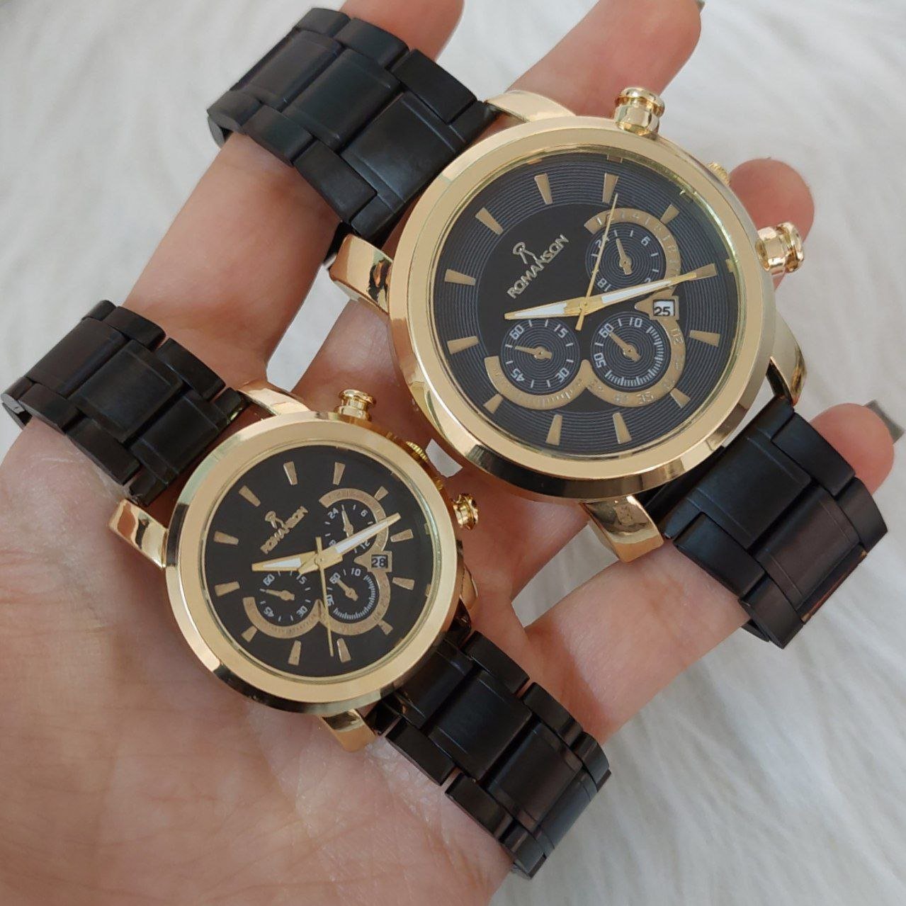  ست ساعت  مارک رومانسون بنداستیل مشکی صفحه مشکی