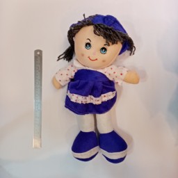 عروسک پارچه ای دخترانه لباس دار مو دار سایز 2