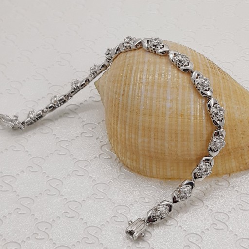 دستبند نقره خارجی با آبکاری طلا سفید
