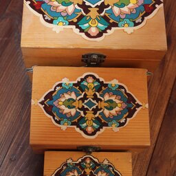 جعبه جواهرات چوبی سه تیکه،دست ساز
