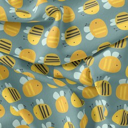 پارچه  رو تختی یک نفره مخمل پارچه باما مدل  زنبور بامزه  کد 5011177 