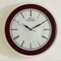 ساعت دیواری دوقاب سفید زرشکی قاب تمام چوپ سایز 35 سانتیمتر