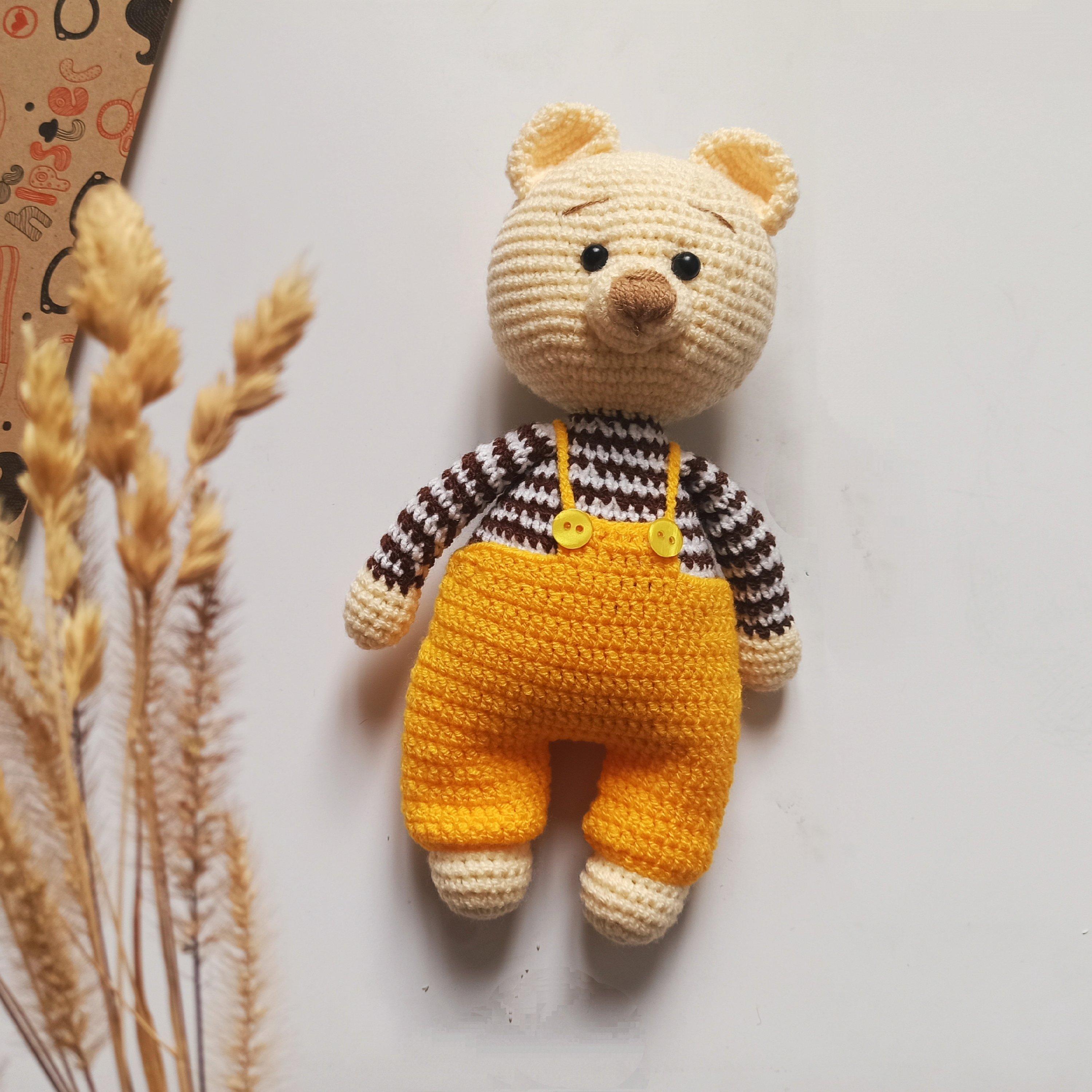 عروسک دستبافت خرس ،قد 25سانت..قیمت یک عدد