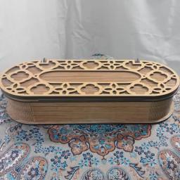 جعبه چوبی بیضی شکل با لولای چوبی هزینه پست به صورت پس پرداخت می باشد