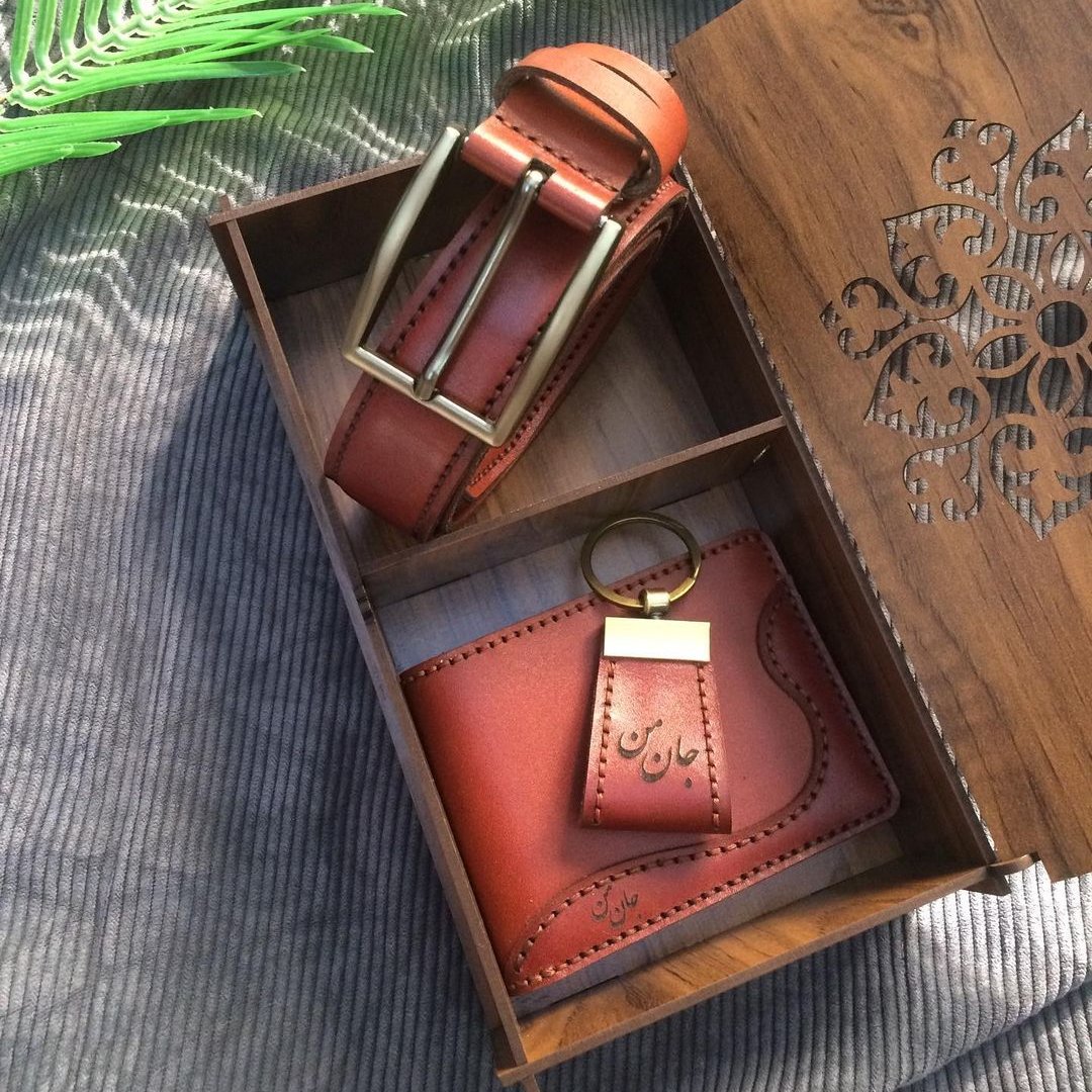 کیف پول کمربندجاکلیدی چرم گاوی