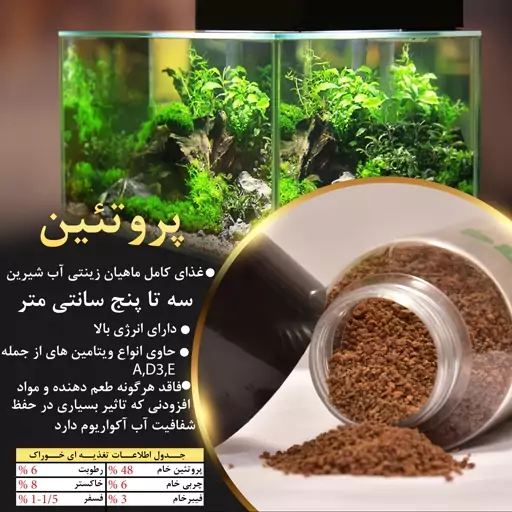 غذای ماهیان گیاه خوار سه تا پنج سانت 