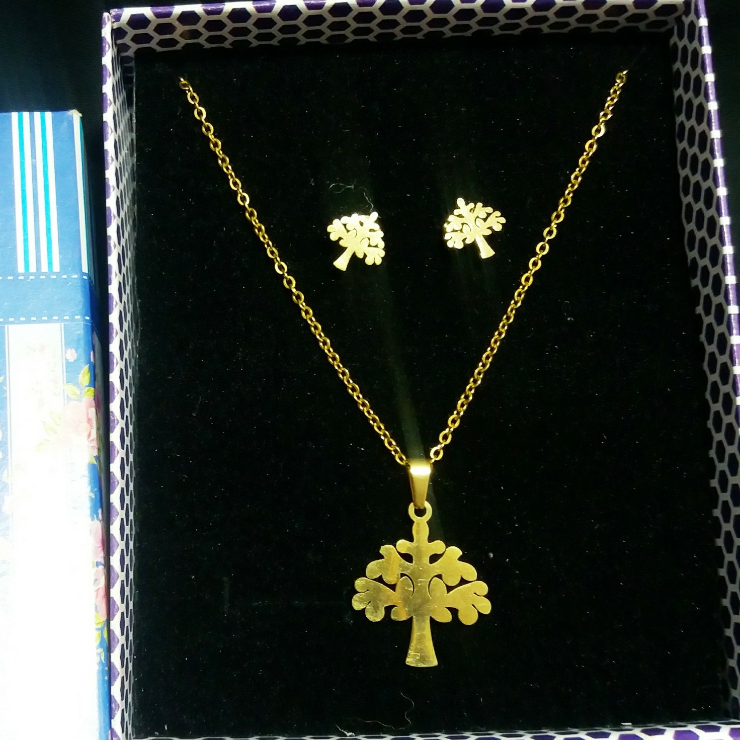 نیم ست گردنبند و گل گوش استیل در دو طرح