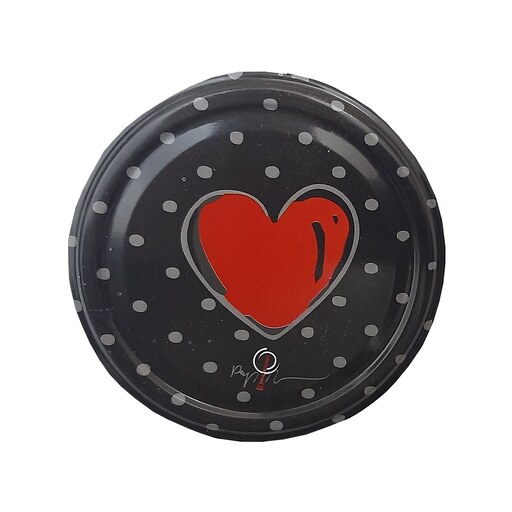 درب بانکه و شیشه قطر 8.5 مدل قلب قرمز زمینه مشکی دونه ای 
