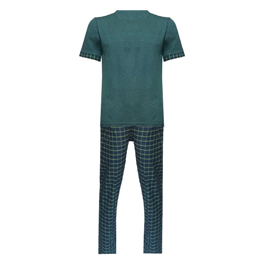 ست تی شرت و شلوار مردانه لباس خونه مدل طه 990920 کد 3948132 جنس پنبه جودون رنگ سبز یشمی