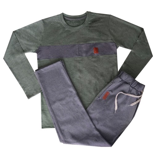 ست تی شرت و شلوار مردانه لباس خونه مدل کیان 990804 کد 3847991 رنگ تی شرت سبز یشمی-شلوار ابی کاربنی