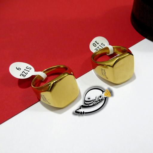 انگشتر مردانه استیل رنگ ثابت طرح جذاب MontBlank طلایی به همراه رکاب فول استیل درجه یک رنگ ثابت سایز 11
