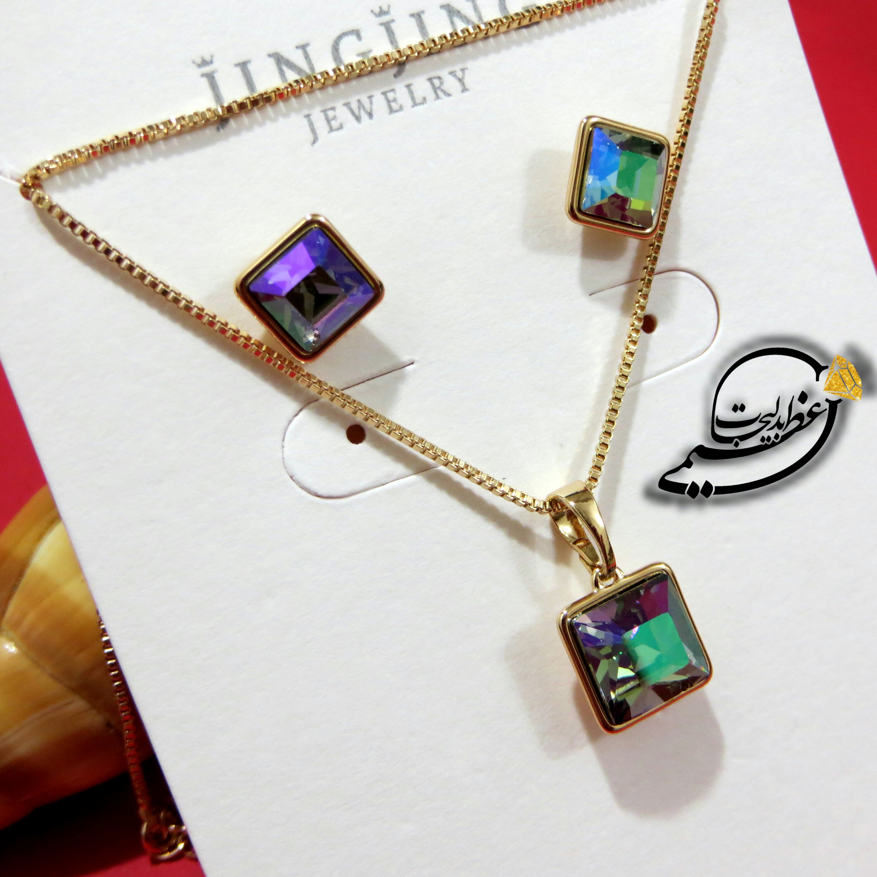 نیم ست برند Xuping مدل JingJing از جنس مس و روکش طلا بسیار زیبا با کریستال سوارسکی Swarovski تراش خورده اصلی کد 9