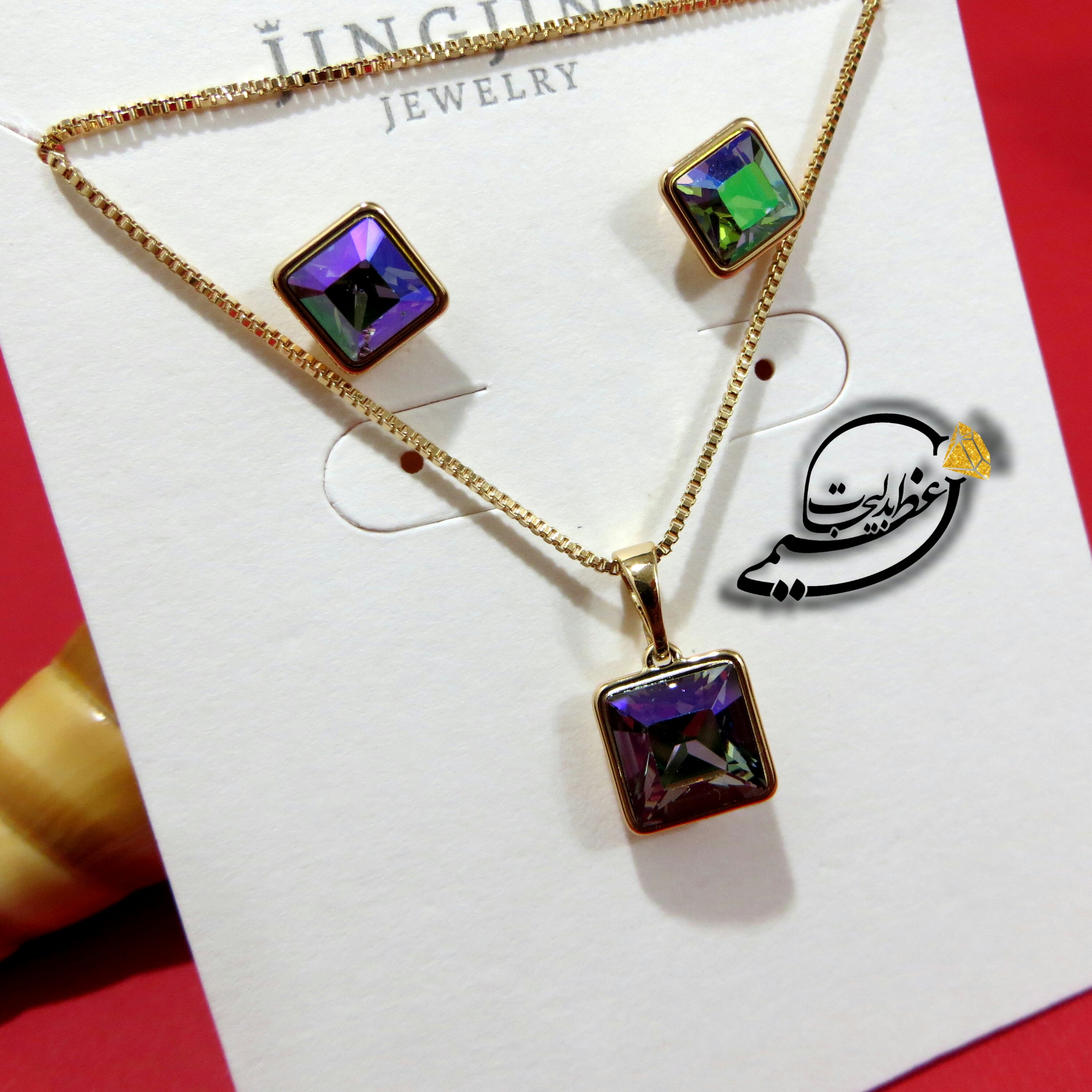 نیم ست برند Xuping مدل JingJing از جنس مس و روکش طلا بسیار زیبا با کریستال سوارسکی Swarovski تراش خورده اصلی کد 9