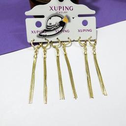 گوشواره حلقه ای آویز برند ژوپینگ Xuping از جنس مس درجه یک و روکش طلا