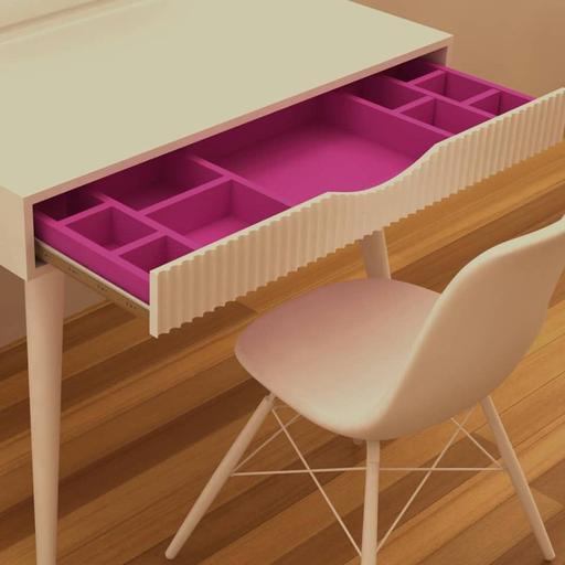 میز آرایش تمام ام دی اف تک کشو سرتاسری تقسیم بندی شده در رنگبندی و ابعاد دلخواه به همراه آینه و صندلی 