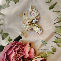 گلسینه کبوتر سفید زیبا ترکیب جواهردوزی و گلدوزی