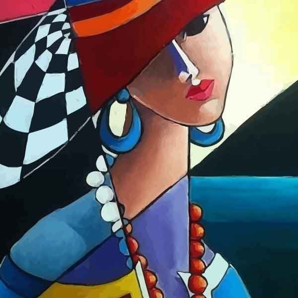 تابلو بوم چاپی لاویا طرح پرتره زن کد ART-3186