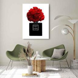 تابلو بوم چاپی لاویا طرح عطر شنل و گل قرمز کد ART-3169