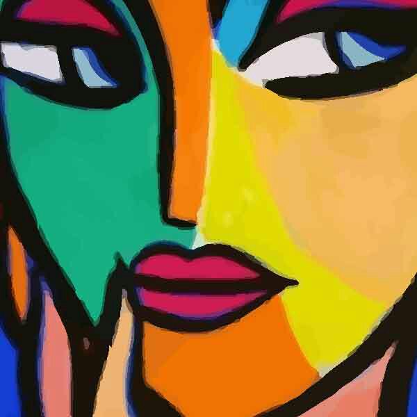 تابلو بوم چاپی لاویا طرح چهره کوبیسم کد ART-2061