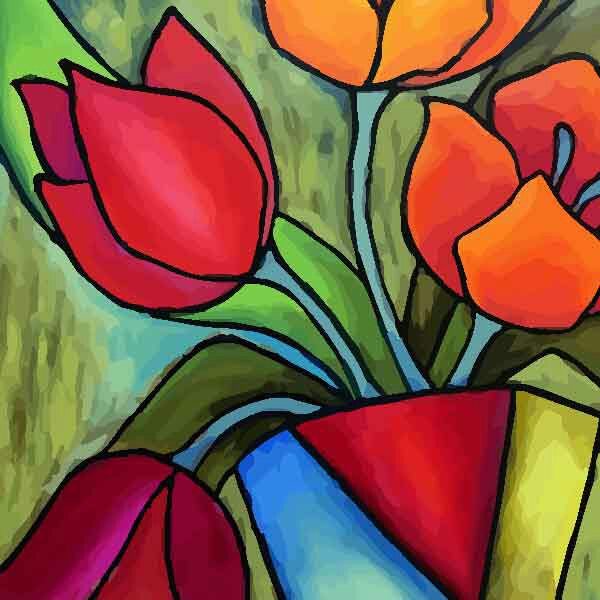 تابلو بوم چاپی لاویا طرح گلدان گل کد ART-2046