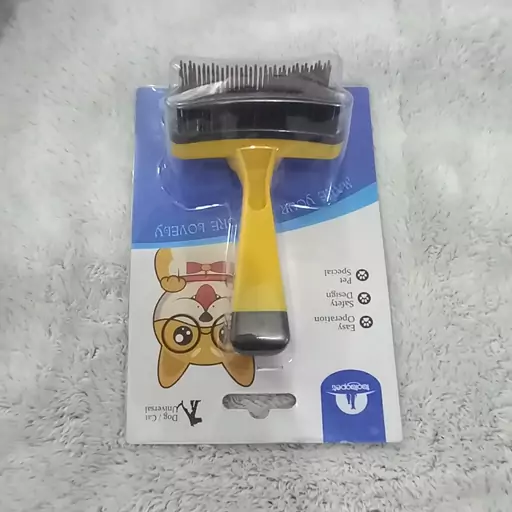 برس پلاستیکی(pet comb)  با دکمه تخلیه سگ و گربه تائو تائو  سایز  متوسط