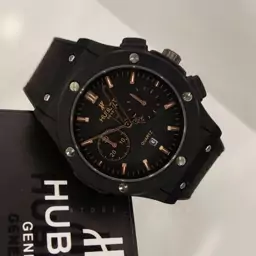 ست ساعت هابلوت HUBLOT تقویم دار (رنگ مشکی دور قاب مشکی ) کد 10293 به همراه جعبه شکیل