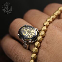 انگشتر نقره مردانه با نقش و حکاکی حسبی الله حدید صینی اصل 