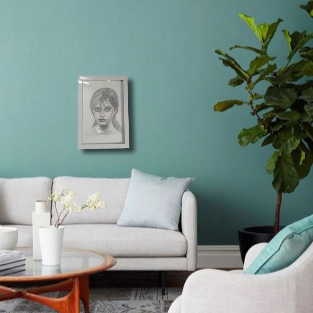 تابلو نقاشی سیاه قلم طرح چهره