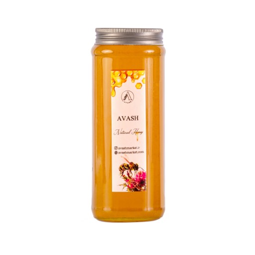 عسل بهارنارنج( مرکبات) طبیعی خام، یک کیلوگرم وزن خالص عسل، دارای بسته بندی شیک و شیشه ای
