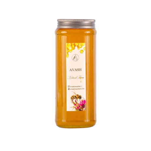 عسل طبیعی خام گون، یک کیلو خالص وزن عسل، بسته بندی شیک و شیشه ای