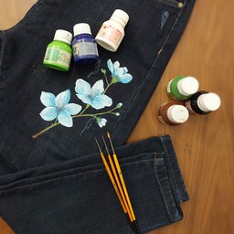 نقاشی روی شلوار جین زنانه(طرح شکوفه)