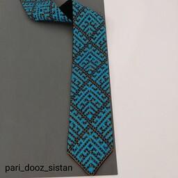 کراوات سوزن دوزی بلوچ کاملا دست دوز طرح  طاووس شماره 6 