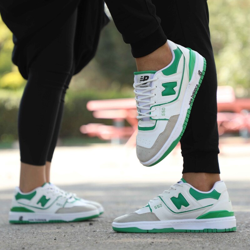 کفش کتانی مردانه و زنانه NEWBALANCE لاکچری اسپرت سفید سبز