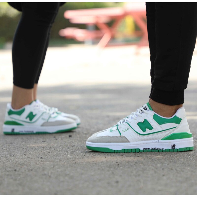کفش کتانی مردانه و زنانه NEWBALANCE لاکچری اسپرت سفید سبز
