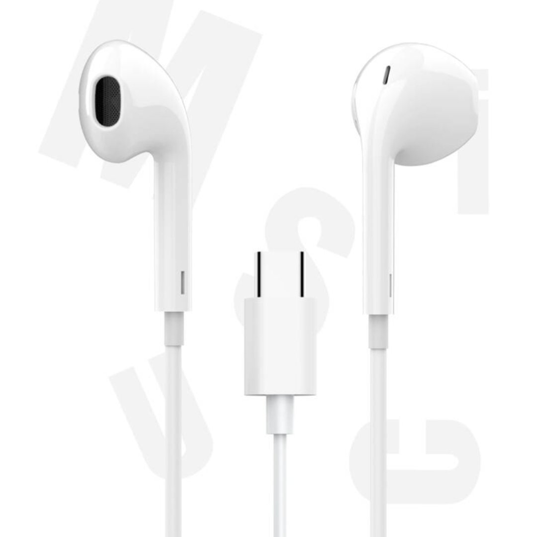 هندزفری برند کازا تایپ سی رنگ سفید با کیفیت صدای عالی طول کابل 120 سانتی