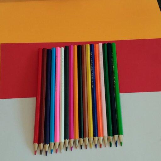 مداد رنگی 18 رنگ به همراه تراش استوانه ای فلزی 