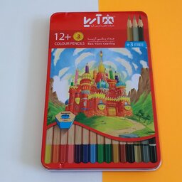 مداد رنگی 15 رنگ آریا  ( Aria ) جعبه فلزی 