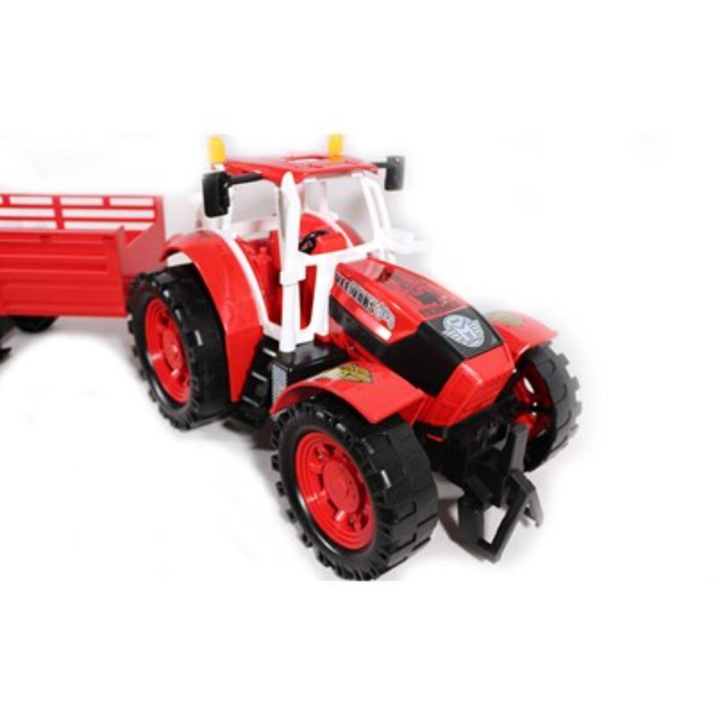 ماشین اسباب بازی تراکتور مزرعه قدرتی همراه حیوانات برند درج سایز کوچک رنگ قرمز