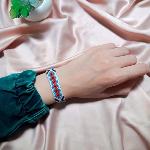دستبند دخترانه  - دستبند دوستی -  رنگ آبی و صورتی